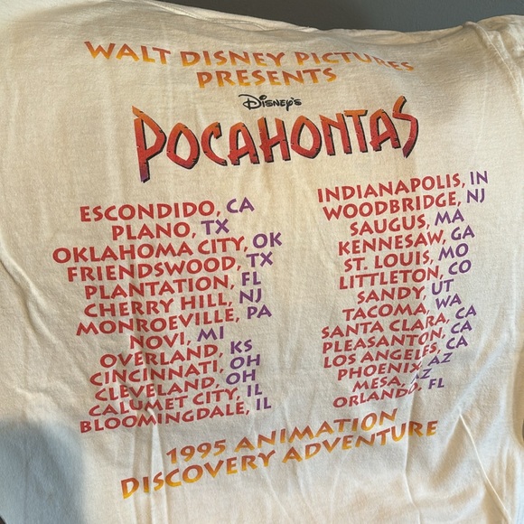 1995 Animation Discovery Event Disney Pocahontas premieres tee shirt - Picture 3 of 3